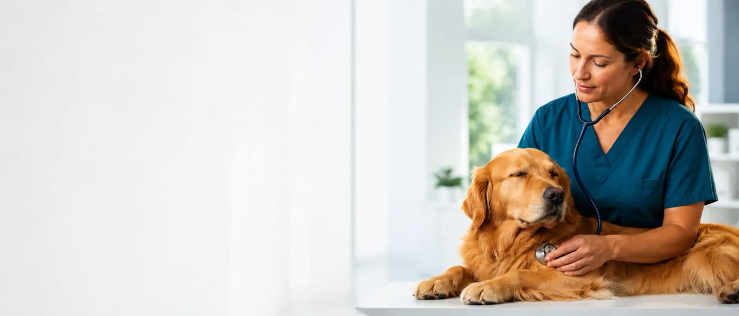 Cão em consulta veterinária, cardiologia conectada INpulse